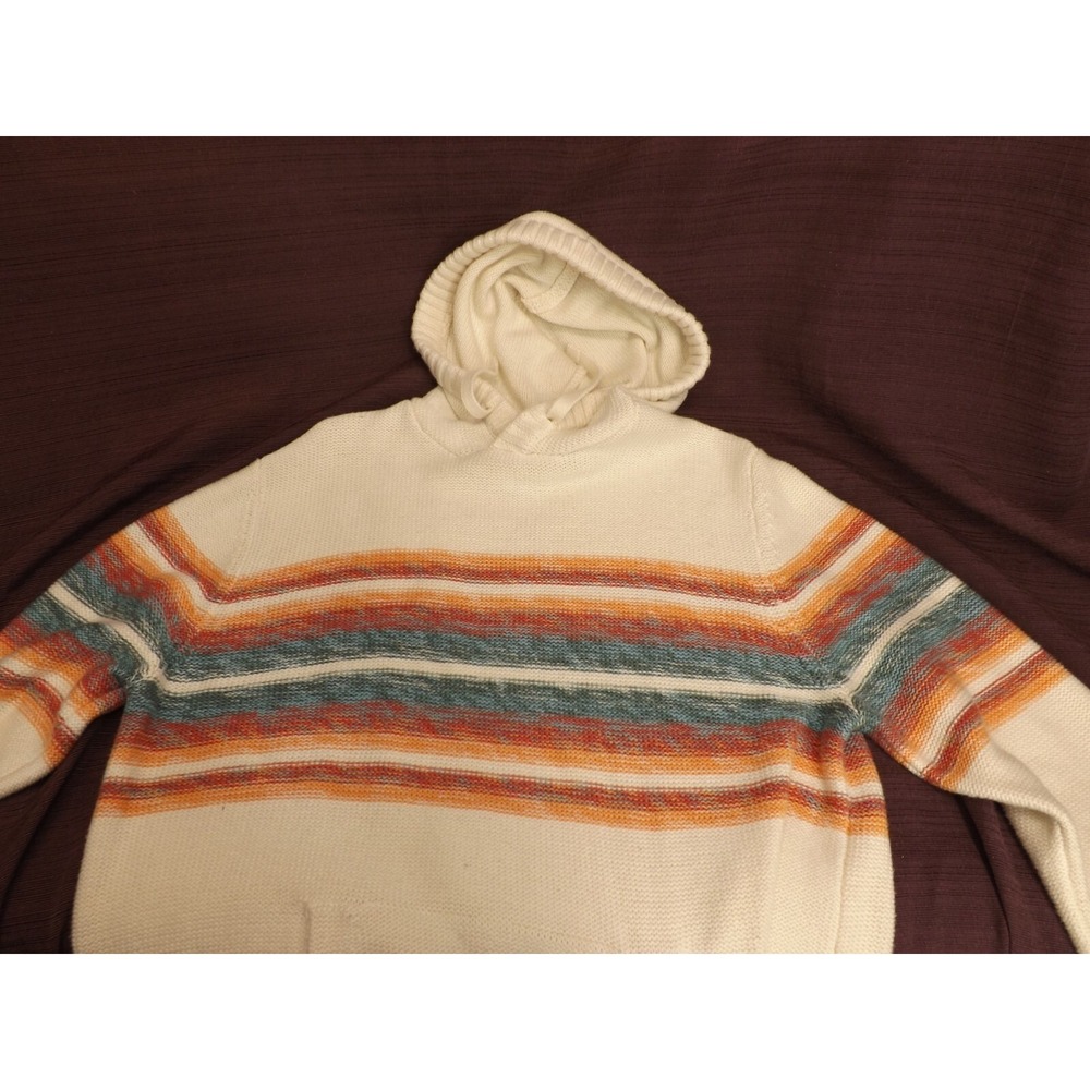 American Eagle AE White Striped Sweater Hoodie - Kangaroo pocket - Men's size L - Picture 8 of 16